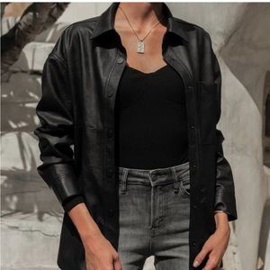 Women’s Faux Leather Shirt Jacket Shacket size XL